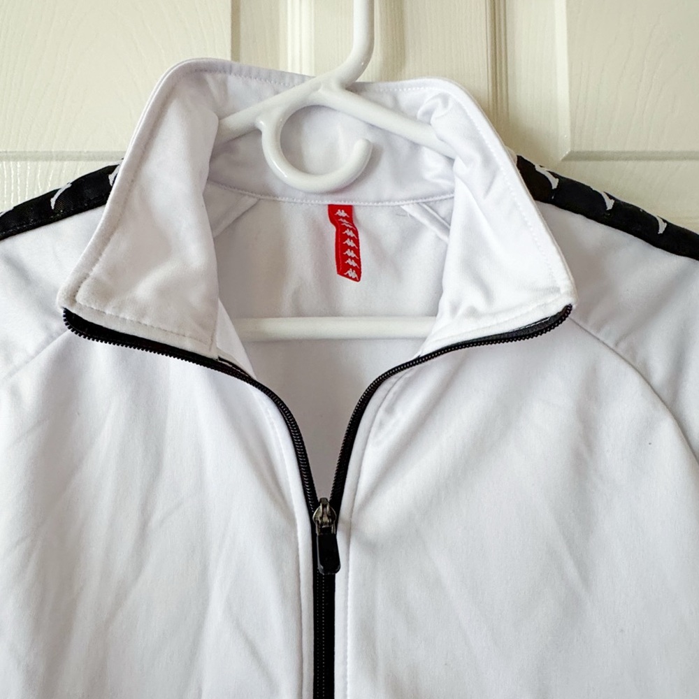 Kappa 222 Banda Track Jacket White Black Omini Logo Tape Full Zip Tracksuit Mโ - Picture 3 of 8